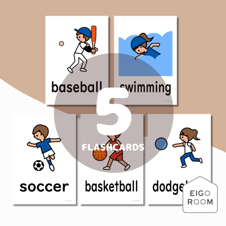 絵カード〈『Let's try!１』完全対応◎ Sports Flashcards スポーツピクチャーカード〉 ５pages