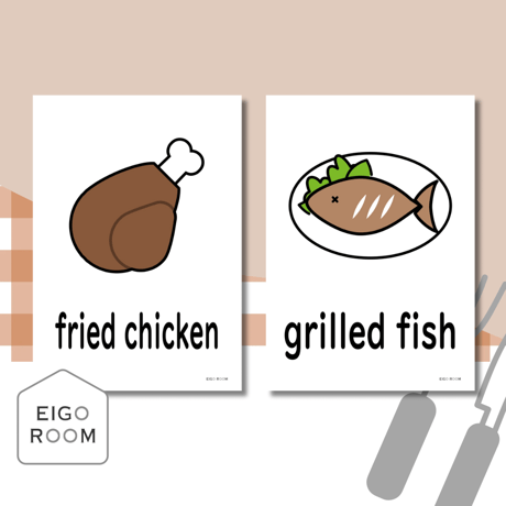 絵カード〈『Here We Go!５』完全対応◎  Foods Flashcards 食べ物ピクチャーカード②〉 １０pages