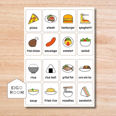 ミニカード〈Foods Mini Cards 食べ物ミニカード〉 １６種類２セット