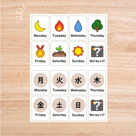 ミニカード〈The Days of the Week Mini Cards 曜日のミニカード〉 ２sets
