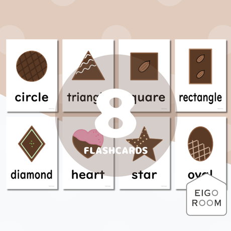 絵カード〈Chocolate Shapes Flashcards チョコレートx形ピクチャーカード〉 8pages