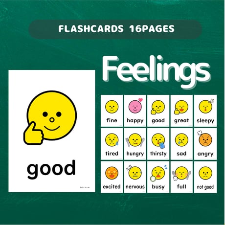 絵カード〈Feelings Flashcard 気持ちのピクチャーカード〉 16pages