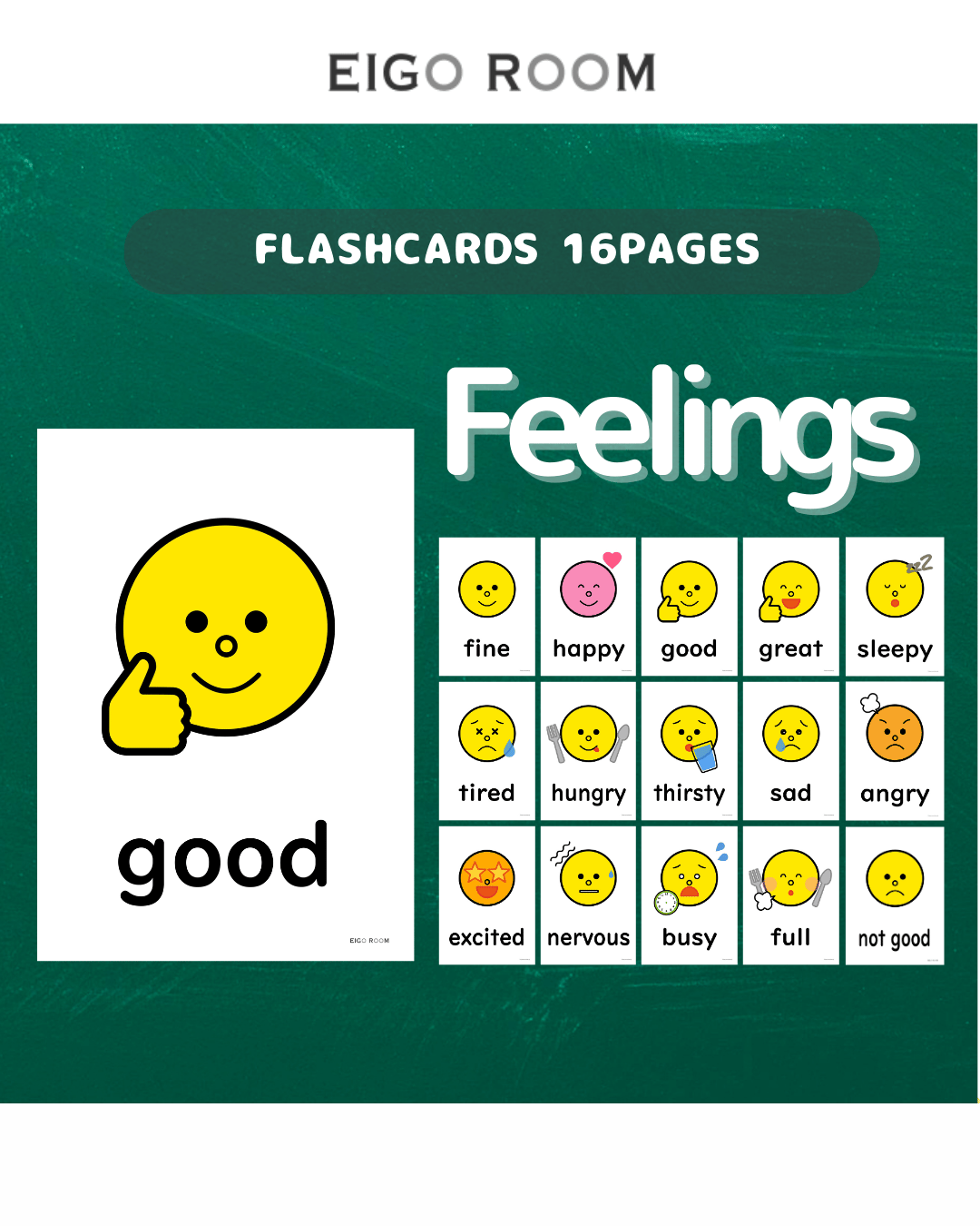 絵カード〈Feelings Flashcard 気持ちのピクチャーカード〉 16pages |