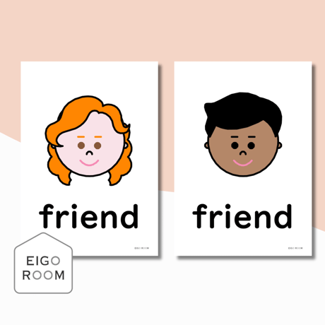 絵カード〈『Here We Go!５』完全対応◎  Family Members and Friends Flashcards 家族と友達ピクチャーカード〉 １２pages