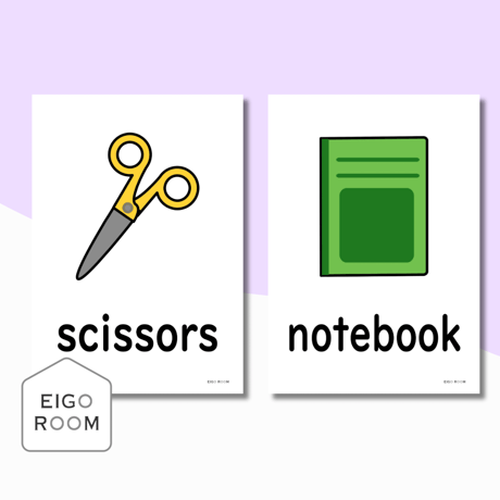 絵カード〈『Here We Go!５』完全対応◎  Belongings Flashcards 身のまわりのもの・持ち物・文房具①ピクチャーカード〉 １０pages