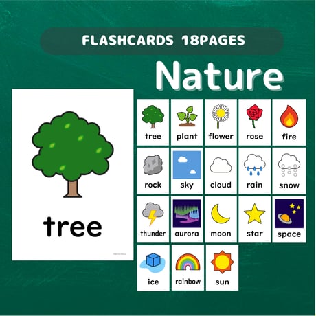 絵カード〈『New Horizon５・６』完全対応◎  Nature Flashcards② 自然ピクチャーカード〉 １８pages