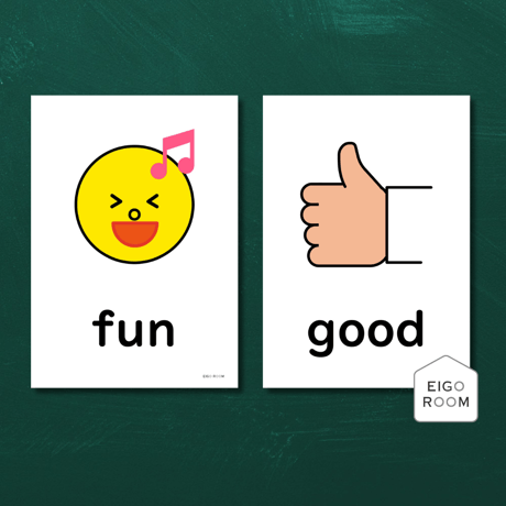 絵カード〈『Blue Sky５・６』完全対応◎  Adjectives Flashcards 感想・様子など・形容詞ピクチャーカード③〉 １２pages