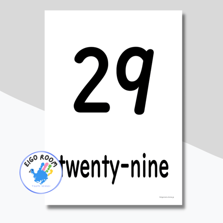 絵カード〈21-30 Flashcard 21から30までの数字ピクチャーカード〉 10pages