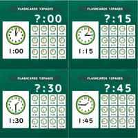 絵カード〈Time Flashcards 時間【15分刻み】全ピクチャーカード48pages〉セット