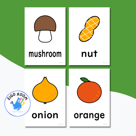 絵カード〈『New Horizon５・６』完全対応◎  Vegetables and Fruits Flashcards 野菜と果物ピクチャーカード〉 ３４pages