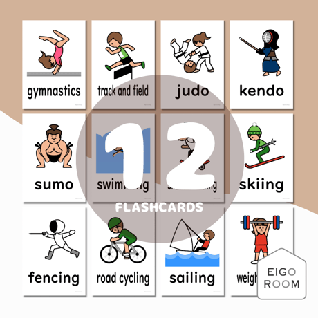 絵カード〈『New Horizon５・６』完全対応◎  Sports Flashcards スポーツピクチャーカード②〉 １２pages