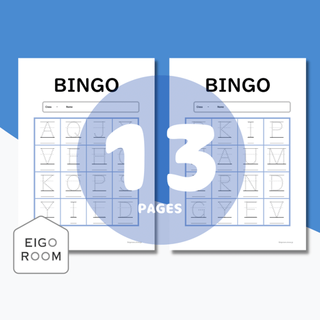 ビンゴ〈Uppercase Alphabet BINGO なぞり大文字ビンゴ〉１３pages
