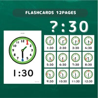 絵カード〈Time  Flashcards 時間・時計・◯:30 〇時半ピクチャーカード〉12pages