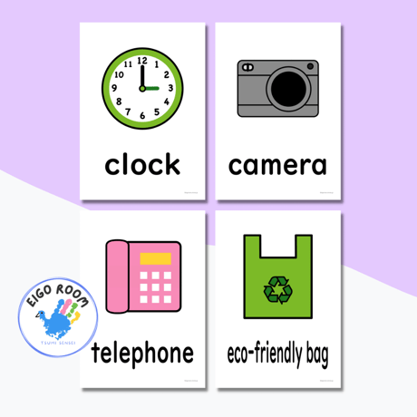 絵カード〈『New Horizon５・６』完全対応◎  Belongings Flashcards 身のまわりのもの・持ち物②ピクチャーカード〉 ３９pages