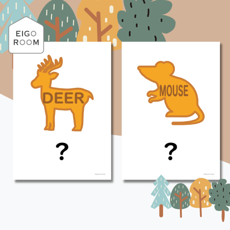 絵カード〈Forest Animal Cookies Flashcards 森の動物クッキーピクチャーカード（英語ヒント付き）〉 １２pages