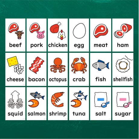 絵カード〈『New Horizon５・６』完全対応◎  Foodstuffs Flashcards 食材ピクチャーカード〉 １８pages