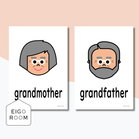 絵カード〈『Here We Go!５』完全対応◎  Family Members and Friends Flashcards 家族と友達ピクチャーカード〉 １２pages