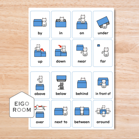 ミニカード〈Position・Prepositions  Mini Cards 位置・前置詞ミニカード〉16種類２セット