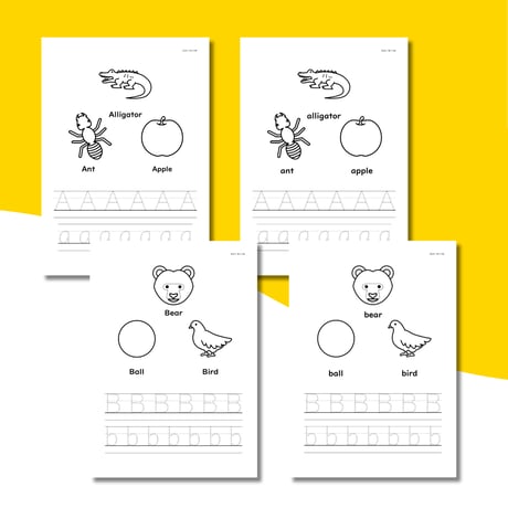 ワークシート〈Alphabet Letters Tracing Pages アルファベットなぞり書き&ぬりえワークシート〉 52pages