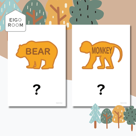 絵カード〈Forest Animal Cookies Flashcards 森の動物クッキーピクチャーカード（英語ヒント付き）〉 １２pages