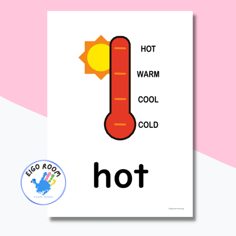 絵カード〈『Let's try!２』対応◎ Temperature Flashcards 気温ピクチャーカード〉 ２＋２pages