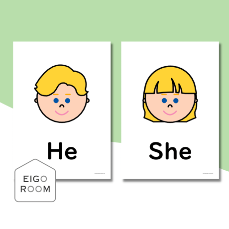 絵カード〈"He" "She" Flashcards 彼・彼女ピクチャーカード②〉 ２pages