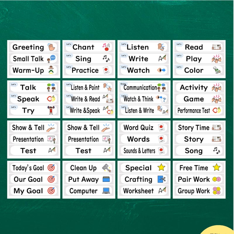 掲示用カード〈 【編集可能】Editable Class Agenda Signs 授業の流れ