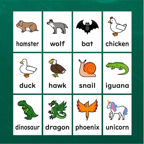 絵カード〈『New Horizon５・６』完全対応◎  Animals Flashcards④ 動物ピクチャーカード〉 12pages