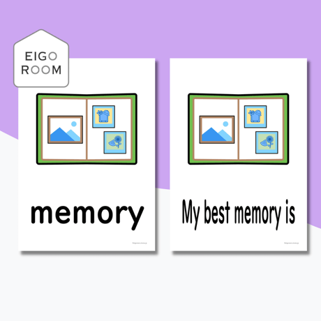 絵カード〈memory, "My best memory is" Flashcards 「一番の思い出は」ピクチャーカード〉 ２pages
