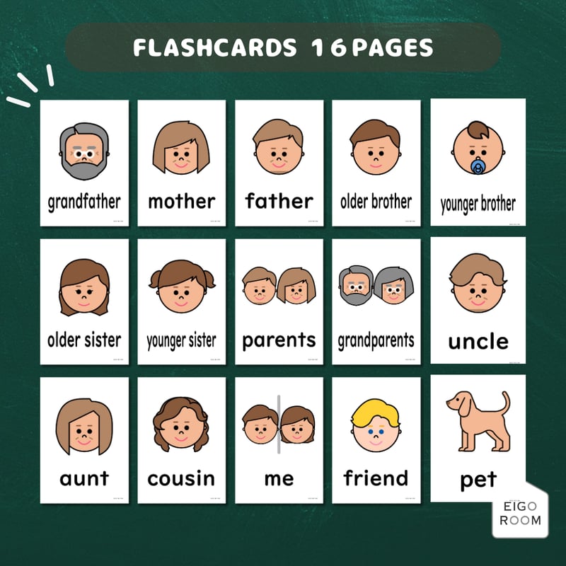 絵カード〈Family Members Flashcards 家族・友達ピクチャーカード〉 1