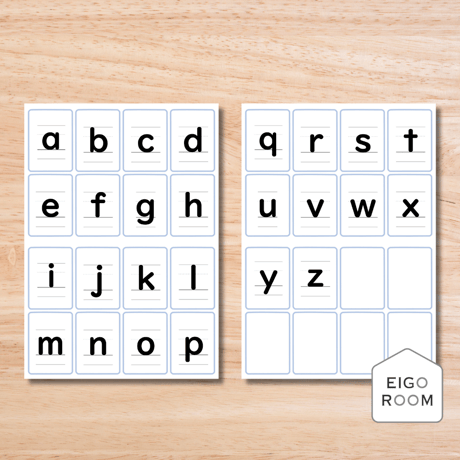 ミニカード〈Alphabet letters Mini Cards 4線付き小文字アルファベットミニカード〉２６枚２セット