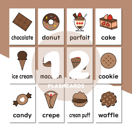 絵カード〈Valentine’s Day Dessert Flashcards バレンタインデザートピクチャーカード〉 １２pages