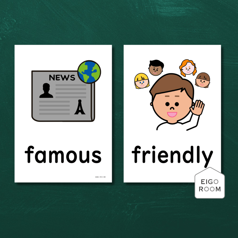 グースピーク　GOOSPEAK ピクチャーカード　英語教材 絵カード〈『Blue Sky5・6』完全対応◎ Adjectives Flashcards