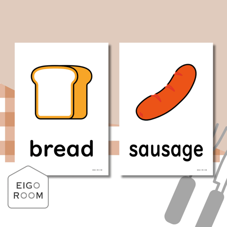 絵カード〈『Here We Go!５』完全対応◎  Foods Flashcards 食べ物ピクチャーカード②〉 １０pages
