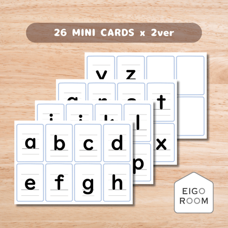 ミニカード〈Alphabet letters Mini Cards 4線付き小文字アルファベットミニカード〉２６枚２セット