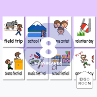 絵カード〈『New Horizon５・６』対応◎  School Events 学校行事ピクチャーカード①〉 ８pages