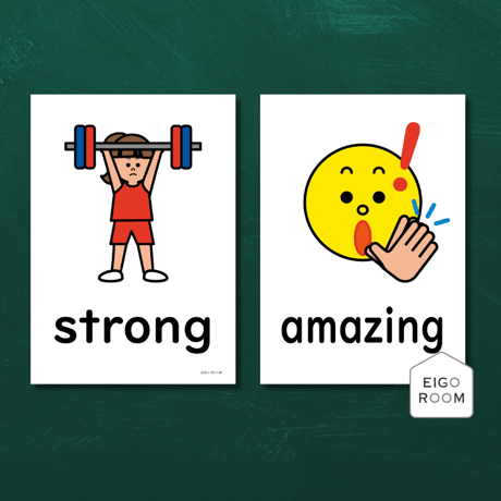 絵カード〈『Blue Sky５・６』完全対応◎  Adjectives Flashcards 性格・感想・様子など・形容詞ピクチャーカード②〉 １２pages