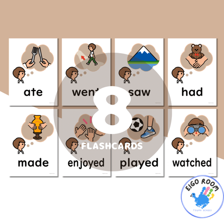 絵カード〈新『New Horizon５・６』完全対応◎  Past Tense Flashcards したこと・過去形ピクチャーカード〉 ８pages