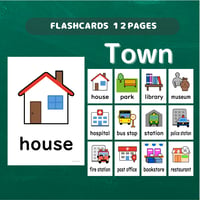 絵カード〈『New Horizon５・６』完全対応◎ Town Flashcards 町・街・店ピクチャーカード①〉 １２pages