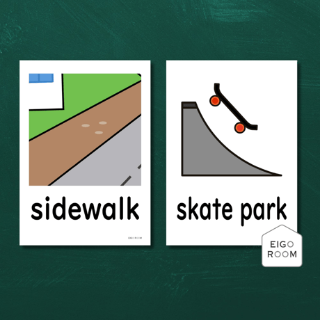絵カード〈『Blue Sky!５・６』完全対応◎ Town Flashcards 町・街・店ピクチャーカード⑤〉 １２pages
