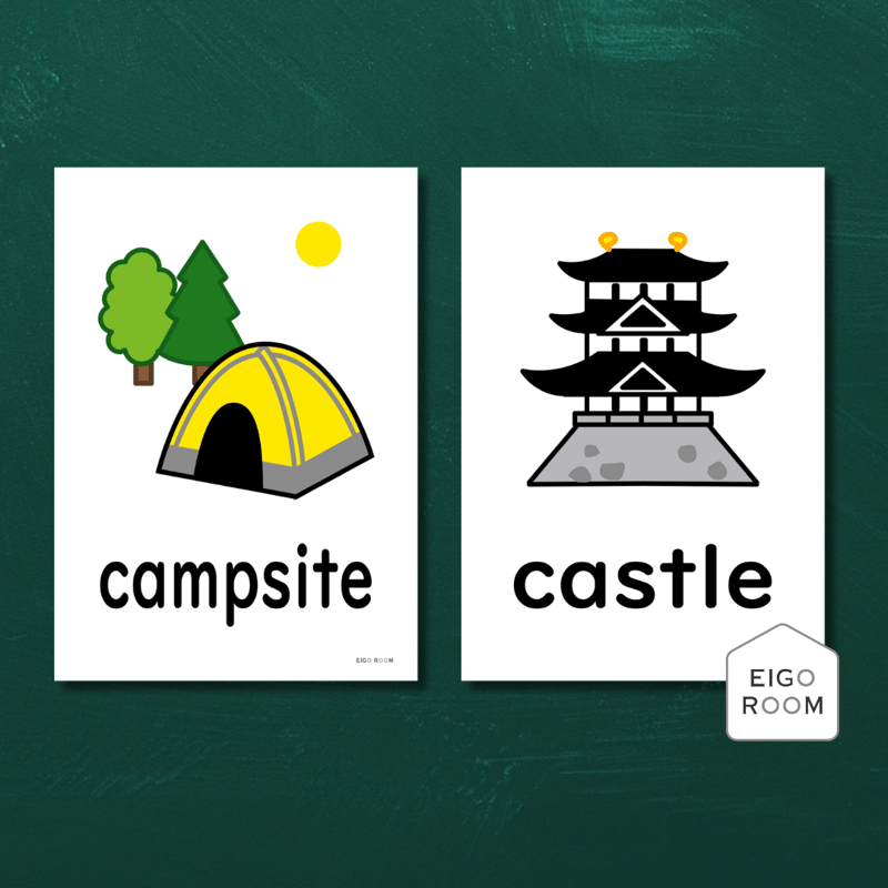 絵カード〈『Blue Sky!5・6』完全対応◎ Town Flashcards 町・街・店