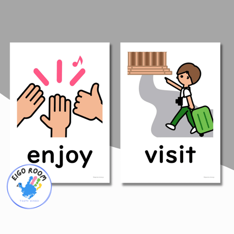 絵カード〈『New Horizon５・６』完全対応◎  Action Verbs Flashcards 動き・動作・動詞ピクチャーカード③〉 １２pages