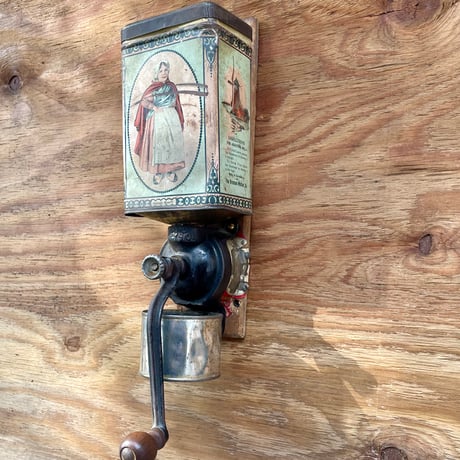 ヴィンテージ　チェコ産コーヒーミル オランダ アンティーク ヴィンテージ DeVe コーヒーミル（木×クローム