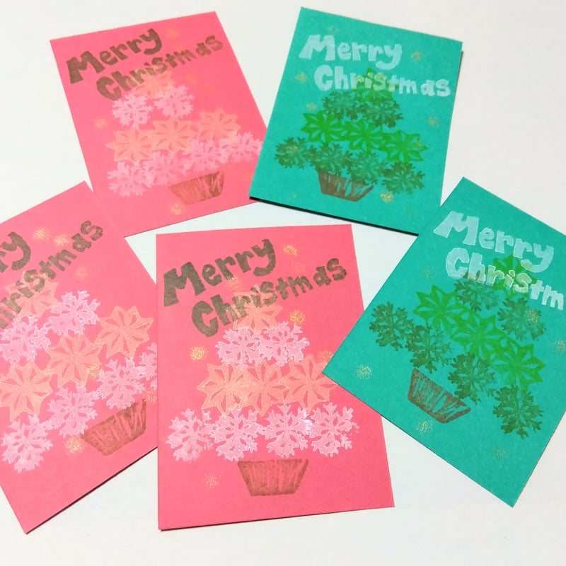 雪の結晶 で クリスマスツリー 消しゴムハンコはんこ | 沖縄生物