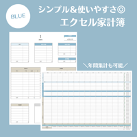 【Excel】マンスリー＆年間家計簿セット（カラー：BLUE）