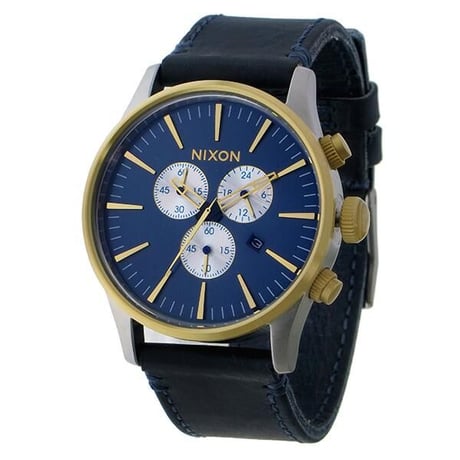 ニクソン 腕時計 NIXON セントリー クロノ レザー ゴールド/ブルーサンレイ A4051922 A405-1922