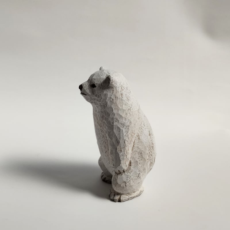 シロクマの子供　木彫り シロクマの子ども(木彫)15 | wood and wool animals STORE