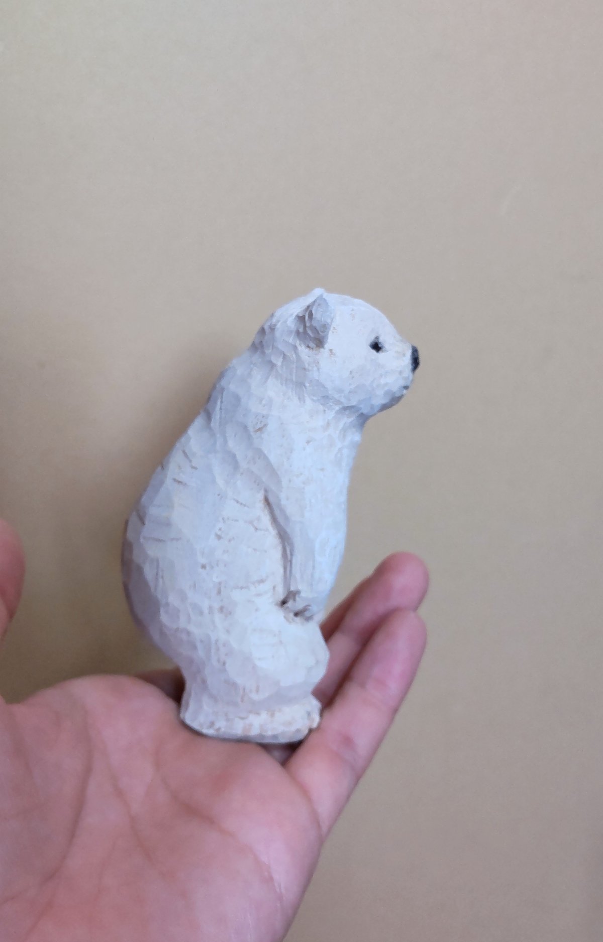 シロクマの子供　木彫り シロクマの子ども(木彫)21号 | wood and wool animals STORE