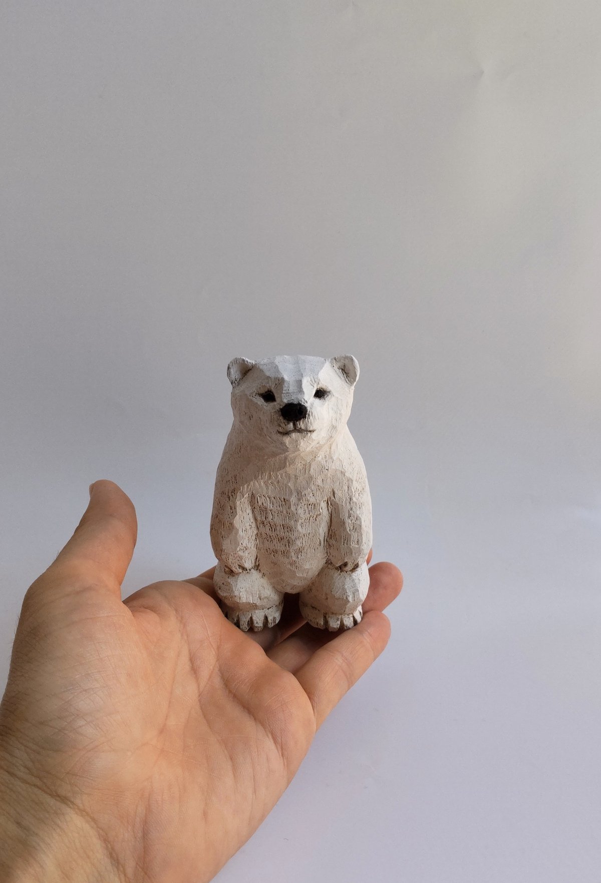 シロクマの子ども(木彫)25号 | wood and wool animals STORE