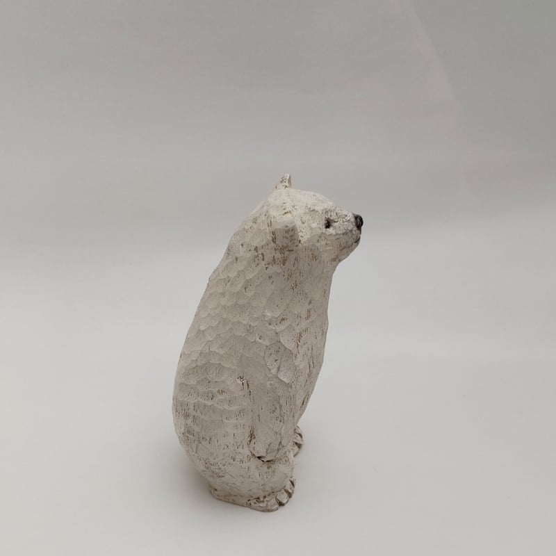 木彫りのシロクマ海の貴公子シロクマ手彫りインテリア ハンドメイド